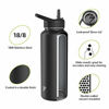 Picture of Letsfit Insulated Water Bottle with Wide Mouth Straw Lid & Handle Lid, Vacuum Stainless Steel Flask Multiple Sizes and Colors, Black, 40oz