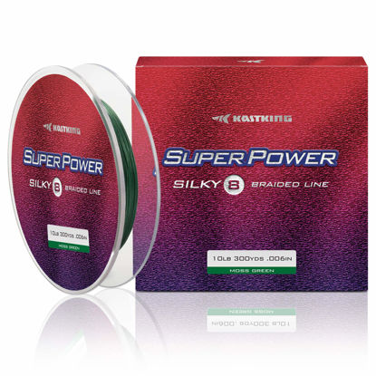 Picture of KastKing Superpower Silky8 Braided Fishing Line, Moss Green, 8 Strand, 6LB, 300Yds