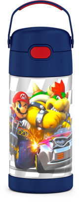 Picture of THERMOS FUNTAINER 12 Ounce Stainless Steel Vacuum Insulated Kids Straw Bottle, Super Mario Brothers