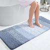 Picture of OLANLY Luxury Bathroom Rug Mat, Extra Soft and Absorbent Microfiber Bath Rugs, Non-Slip Plush Shaggy Bath Carpet Runner, Machine Wash Dry, Bath Mats for Bathroom Floor, Tub and Shower, 47x20, Blue