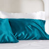 Picture of Bedsure King Size Satin Pillowcase Set of 2 - Teal Silk Pillow Cases for Hair and Skin 20x36 Inches, Satin Pillow Covers 2 Pack with Envelope Closure, Gifts for Women Men