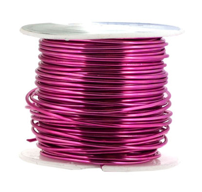 Picture of Mandala Crafts Anodized Aluminum Wire for Sculpting, Armature, Jewelry Making, Gem Metal Wrap, Garden, Colored and Soft, 1 Roll(16 Gauge, Magenta)