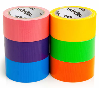 Picture of Craftzilla Rainbow Colored Duct Tape - 6 Bright Duct Tape Colors - 15 Yards x 2 Inch - Waterproof Duct Tape - Colored Duct Tape Multipack for Arts - Heavy Duty Duct Tape - Color Duct Tape Rolls