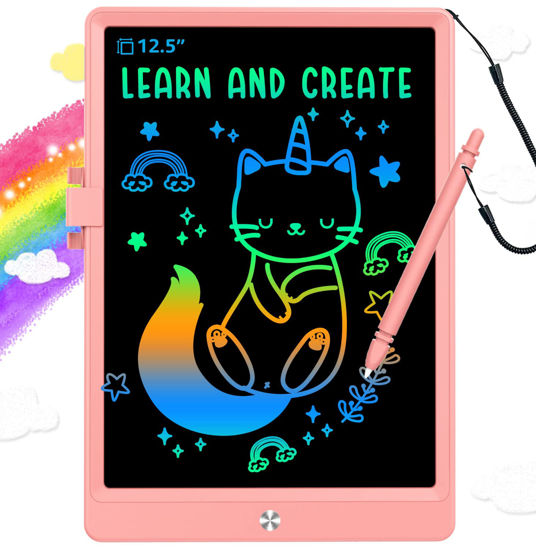 Picture of LCD Writing Tablet Doodle Board,12.5 inch Colorful Drawing Pad,Electronic Drawing Tablet, Drawing Pads,Travel Gifts for Kids Ages 3 4 5 6 7 8 Year Old Girls Boys (Pink)