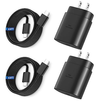 Picture of Type C Charger Fast Charging, 25W USB C Wall Charger Super Fast Charging Block with 6.6FT Android Phone Charger Cable for Samsung Galaxy S23 Ultra/S23/S23+/S22/S22 Ultra/S21/S21 Ultra/S20 Ultra, 2Pack