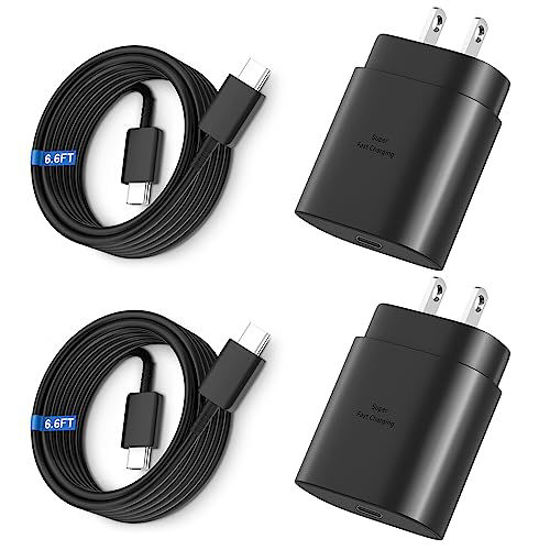 Picture of Type C Charger Fast Charging, 25W USB C Wall Charger Super Fast Charging Block with 6.6FT Android Phone Charger Cable for Samsung Galaxy S23 Ultra/S23/S23+/S22/S22 Ultra/S21/S21 Ultra/S20 Ultra, 2Pack