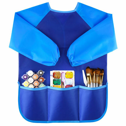 Picture of KUUQA Waterproof Children Art Smock Kids Art Aprons with 3 Roomy Pockets,Painting Supplies (Paints and brushes not included)