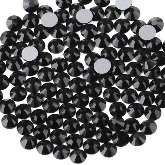 Picture of beadsland Flat Back Crystal Rhinestones Round Gems, Black (1.9-2.0mm) SS6/1440pcs