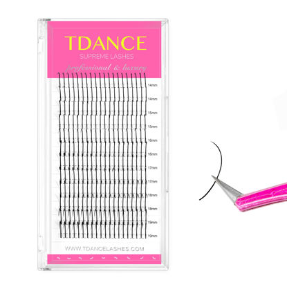 Picture of TDANCE Premade Spikes Eyelash Extension Supplies Thickness 0.07 D Curl Mix 14-19mm Matte Black Eyelash Extensions Spikes Fans(Spikes,D-0.07,14-19mm)