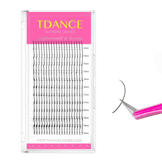 Picture of TDANCE Premade Spikes Eyelash Extension Supplies Thickness 0.07 D Curl Mix 14-19mm Matte Black Eyelash Extensions Spikes Fans(Spikes,D-0.07,14-19mm)