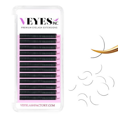 Picture of VEYES INC Eyelash Extension Supplies Classic Volume Lash Extensions Tray 0.03 C Curl 14mm, Premium Mink Silk Individual Lashes Soft Matte Black Salon Use.