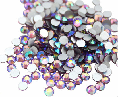 Picture of Jollin Glue Fix Crystal Flatback Rhinestones Glass Diamantes Gems for Nail Art Crafts Decorations Clothes Shoes(ss20 1440pcs, Light Purple AB)