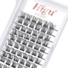 Picture of 72 Pcs Lash Clusters DIY Eyelash Extension D Curl 14mm Wide Stem Cluster Lashes Individual Lashes Cluster Lashes Wisps Reusable Black Super Thin Band Lash Extension at Home (Nature Style D 14mm)