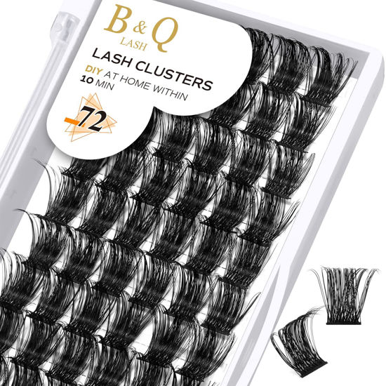 Picture of Lash Clusters D Curl 16mm DIY Eyelash Extensions 72 Clusters Lashes C D Curl B&Q LASH Mega Volume Individual Lashes Eyelash Clusters Extensions Individual Lashes Cluster DIY at Home (B07,D-16mm)