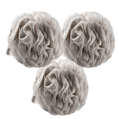 Picture of MainBasics Bath Shower Loofah Sponge Pouf Body Wash Scrubber (Set of 3) (Totally Taupe)