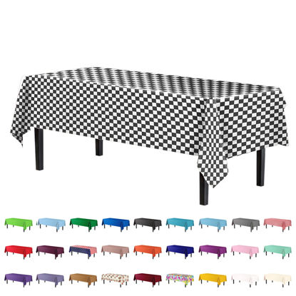 Picture of Exquisite 6 Pack - Premium Plastic Tablecloth 54in. x 108in. Rectangle Table Cover - Checkered