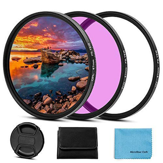 Picture of 55mm Filter Kit Universal UV CPL FLD Filter Set UV Protection Filter Circular Polarizing Filter Fluorescent Filter with Lens Cap Replacement for Canon Nikon Sony Pentax Olympus Fuji Camera