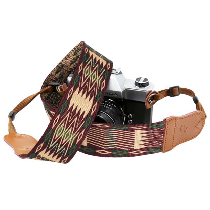 Picture of Padwa Lifestyle Vintage Camera Strap - 2" Wide Woven Embroidered Floral Pattern Shoulder Neck Camera Straps for Photographers，Great Gift for Men & Women Photographers