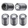 Picture of Tire Valve Stem Cap Cover - (5 Pack) Tire Air Caps Metal with Plastic Liner Corrosion Resistant Leak-Proof Cat/Dog Paw for Car Truck Motorcycle Bike Grey