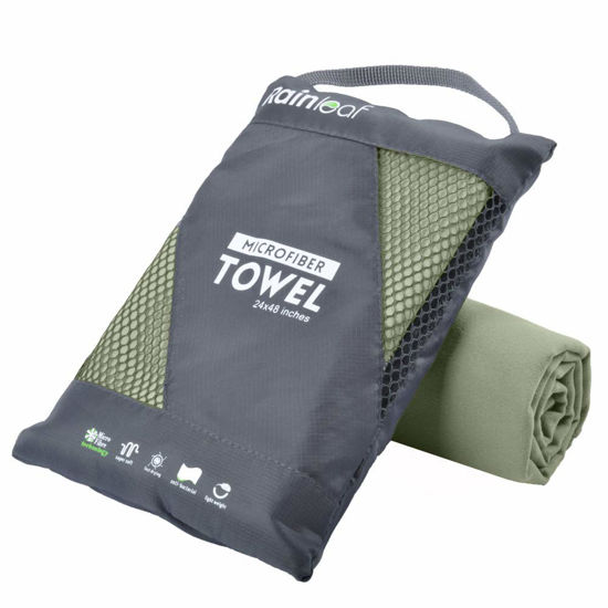 Picture of Rainleaf Microfiber Towel,Army Green,30 X 60 Inches