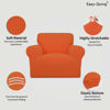 Picture of Easy-Going Stretch Chair Sofa Slipcover 1-Piece Couch Sofa Cover Furniture Protector Soft with Elastic Bottom for Kids, Pet. Spandex Jacquard Fabric Small Checks (Chair, Orange)