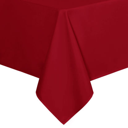 Picture of sancua Rectangle Tablecloth - 60 x 120 Inch - Stain and Wrinkle Resistant Washable Polyester Table Cloth, Decorative Fabric Table Cover for Dining Table, Buffet Parties and Camping, Red