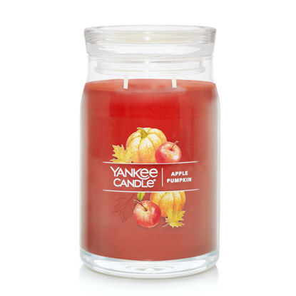 Picture of Yankee Candle Apple Pumpkin Scented, Signature 20oz Large Jar 2-Wick Candle, Over 60 Hours of Burn Time