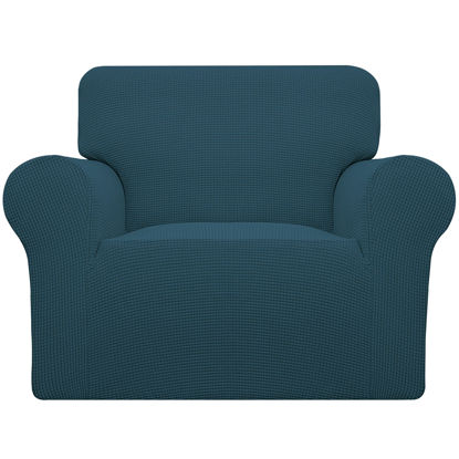 Picture of Easy-Going Stretch Chair Sofa Slipcover 1-Piece Couch Sofa Cover Furniture Protector Soft with Elastic Bottom for Kids, Pet. Spandex Jacquard Fabric Small Checks (Chair, Deep Teal)