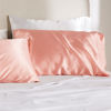 Picture of Bedsure King Size Satin Pillowcase Set of 2 - Peach Pearl Silk Pillow Cases for Hair and Skin 20x36 Inches, Satin Pillow Covers 2 Pack with Envelope Closure, Gifts for Women Men