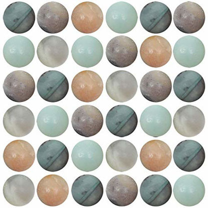 Picture of Natural Stone Beads 100pcs 8mm Amazonite Round Genuine Real Stone Beading Loose Gemstone Hole Size 1mm DIY Charm Smooth Beads for Bracelet Necklace Earrings Jewelry Making (Amazonite Stone)