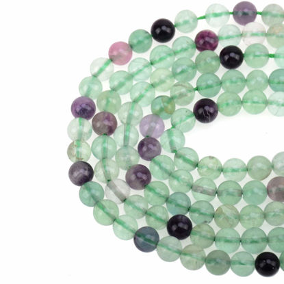 Picture of LPBeads 100PCS 8mm Natural Multicolor Fluorite Beads Gemstone Round Loose Beads for Jewelry Making with Crystal Stretch Cord