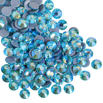 Picture of BEADSLAND Hotfix Rhinestones, 1440pcs Flatback Crystal Rhinestones for Crafts Clothes DIY Decorations, Aquamarine AB, SS12, 3.0-3.2mm