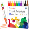 Picture of Funcils 10 Extra Fine Tip Chalk Markers for Chalkboard Signs, Blackboard, Window, Labels, Bistro, Glass, Car (10 Pack, 1mm) - Wet Wipe Erasable Ink Chalk Board Markers, Liquid Chalk Pens