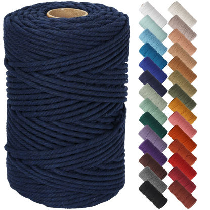 Picture of NOANTA Dark Blue Macrame Cord 5mm x 109yards, Colored Macrame Rope Cotton Rope Macrame Yarn, Colorful Cotton Craft Cord for Wall Hanging, Plant Hangers, Crafts, Knitting