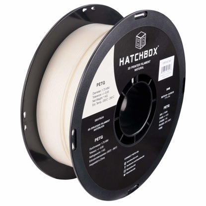 Picture of HATCHBOX 1.75mm Natural PETG 3D Printer Filament, 1 KG Spool, Dimensional Accuracy +/- 0.03 mm, 3D Printing Filament