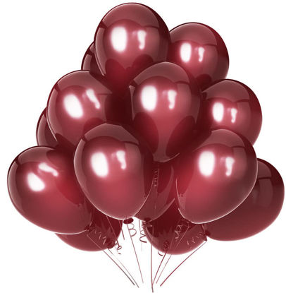 Picture of Burgundy Balloons Latex Party Balloon - 50 Pack 12 inch Helium Burgundy Balloons for Birthday Wedding Baby Shower Chirstmas Theme Party Decorations