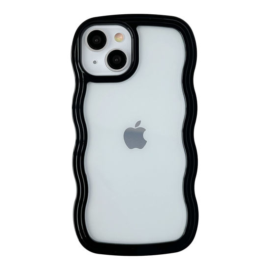 Picture of Caseative Cute Curly Wave Frame Shape Shockproof Soft Compatible with iPhone Case (Black,iPhone 11)