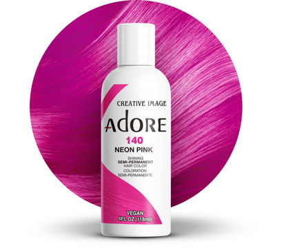 Picture of Adore Semi Permanent Hair Color - Vegan and Cruelty-Free Hair Dye - 4 Fl Oz - 140 Neon Pink (Pack of 1)