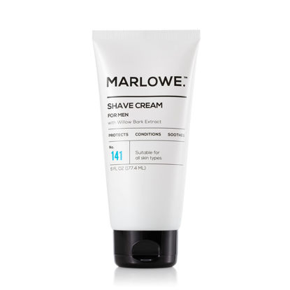 Picture of MARLOWE. Shave Cream with Shea Butter & Coconut Oil No. 141 6 oz | Natural Shaving Better than Gel | Men and Women | Light Citrus Scent | Best for a Close Shave | Sensitive Skin Approved