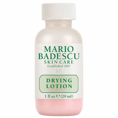 Picture of Mario Badescu Drying Lotion for All Skin Types | Fast-Acting Blemish Spot Treatment with Salicylic Acid, Sulfur and Zinc Oxide | Dries Surface Blemishes Overnight | 1 Fl Oz (Plastic Bottle)