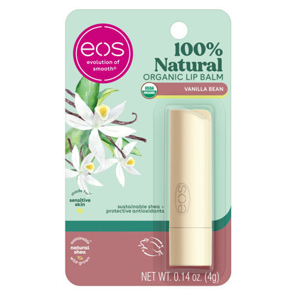 Picture of eos 100% Natural & Organic Lip Balm Stick- Vanilla Bean | Dermatologist Recommended for Sensitive Skin | All-Day Moisture Lip Care Products | 0.14 oz