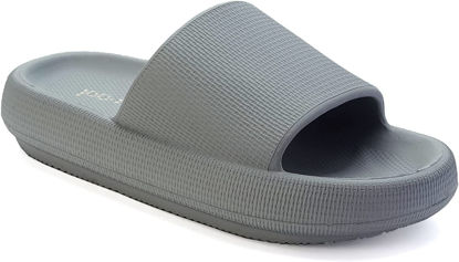 Picture of Joomra Womens Shower Slides Slippers Massage Foam Cushioned Bathroom Sandals Puffy Open Toe Pool Beach Ladies Outdoor Non Slip Cloudies Soft Thick Sole Female Sandalias Grey 37-38