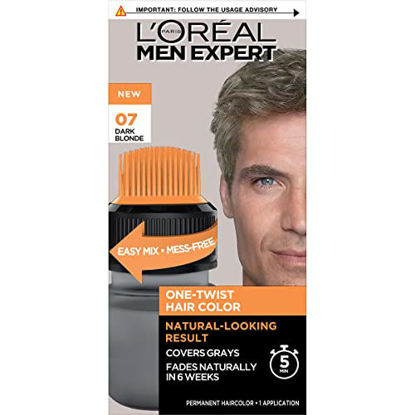 Picture of L’Oreal Paris Men Expert One Twist Mess Free Permanent Hair Color, Mens Hair Dye to Cover Grays, Easy No Mix Ammonia Free Application, Dark Blonde 07, 1 Application Kit