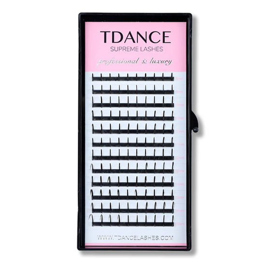 Picture of TDANCE Premade Spikes Eyelash Extension Supplies Thickness 0.07 D Curl 12mm Matte Black Eyelash Extensions Spikes Fans(Spikes,D-0.07,12mm)