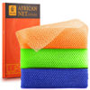 Picture of 3 Pieces African Bath Sponge African Net Long Net Bath Sponge Exfoliating Shower Body Scrubber Back Scrubber Skin Smoother,Great for Daily Use (Orange、Blue、Green)