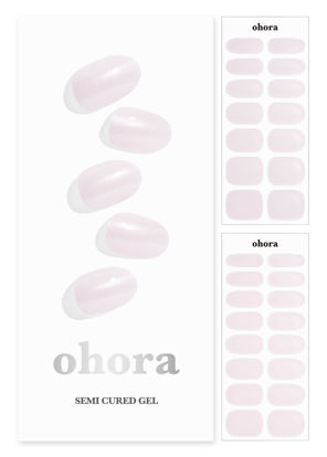 Picture of ohora Semi Cured Gel Nail Strips (N Glazed Donut) - Works with Any Nail Lamps, Salon-Quality, Long Lasting, Easy to Apply & Remove - Includes 2 Prep Pads, Nail File & Wooden Stick