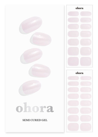 Picture of ohora Semi Cured Gel Nail Strips (N Glazed Donut) - Works with Any Nail Lamps, Salon-Quality, Long Lasting, Easy to Apply & Remove - Includes 2 Prep Pads, Nail File & Wooden Stick