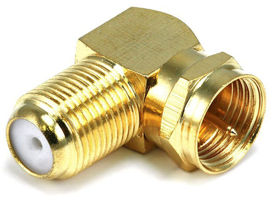 Picture of Monoprice 106775 F Type Right Angle Female to Male Adapter, Gold Plated