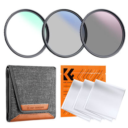 Picture of K&F Concept 72mm UV/CPL/ND Lens Filter Kit (3 Pieces)-18 Multi-Layer Coatings, UV Filter + Polarizer Filter + Neutral Density Filter (ND4) + Cleaning Cloth+ Filter Pouch for Camera Lens (K-Series)