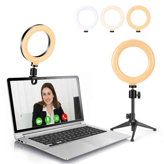 Picture of Video Conference Lighting Kits, 6” LED Selfie Ring Light with Tripod Stand, Clip on Laptop Monitor for Webcam Lighting/Zoom Lighting/Remote Working/Self Broadcasting/Live Streaming